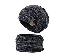Chapeaux d'hiver Écharpe Ensemble pour Hommes Et Femmes Au Cou Head The The The Tearece Doublure en Molleton Chapeau Tricoté Crâche Casquette Coluelle pour Vélo en Plein Air