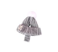 Chapeaux d'hiver en tricot avec trous pour les oreilles, gris, taille M | Chapeau chaud coupe-vent pour animal de compagnie avec trous pour les oreilles, balle douce, bonnets tricotés pour l'hiver