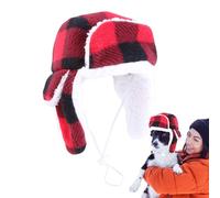 Chapeaux d'hiver pour chiens, couvre-chef réglable à carreaux | couvre-chef d'hiver chaud pour chien - Convient pour un grand voyage de Noël séance photo camping