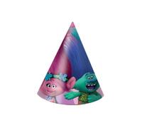 Chapeaux en carton - PROCOS - TROLLS - Multicolore - 6 pièces - Idéal pour anniversaires