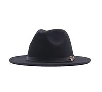 Chapeaux Fedora pour adultes à large bord vintage années 20 50 Panama Chapeaux ceinture Bukle Chapeaux d'hiver, Noir , taille unique