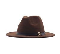 Chapeaux Fedora pour adultes à large bord vintage années 20 50 Panama Chapeaux ceinture Bukle Chapeaux d'hiver, café, Taille unique