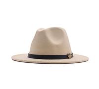 Chapeaux Fedora pour adultes à large bord vintage années 20 50 Panama Chapeaux ceinture Bukle Chapeaux d'hiver, beige, Taille unique