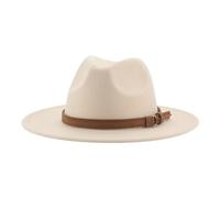 Chapeaux Fedora Trilby Chapeau Feutre Chapeaux Fedora pour Femmes Et Hommes À Large Bord Solides avec Ceinture Chapeaux Formels Classiques 56-58Cm (Adultes) Beige