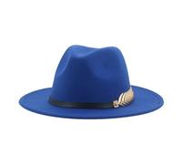 Chapeaux Fedora Trilby Chapeau Feutre Chapeaux Fedora pour Femmes Et Hommes Chapeaux Solides Décontractés Ceinture Robe Panama Chapeaux Fedora De Mariage Formels 56-58Cm (Adultes) Bleu
