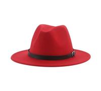 Chapeaux Fedora Trilby Chapeau Feutre Chapeaux pour Femmes Fedora Chapeau Hommes Casquettes Solide Tenue Décontractée Formelle Vintage Large 52-54 Cm (Enfants) Rouge