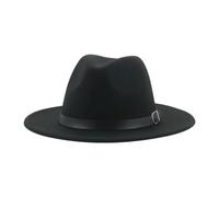 Chapeaux Fedora Trilby Chapeau Feutre Chapeaux pour Femmes Fedora Chapeau Hommes Casquettes Solide Tenue Décontractée Formelle Vintage Large 60-62 Cm (XL) Noir