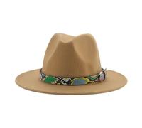 Chapeaux Fedora Trilby Chapeau Feutre Chapeaux pour Hommes Ceinture Vintage Street Fedora Chapeaux Large Fascinateur Femmes Chapeaux Feutrés 59-61 Cm (XL) Camel