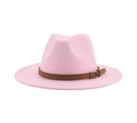 Chapeaux Fedora Trilby Chapeau Feutre Fedora Chapeaux pour Femmes Hommes À Large Bord Solide Femmes Chapeaux Bande Ceinture Classique Chapeaux Formels 60-62 Cm (XL) Rose
