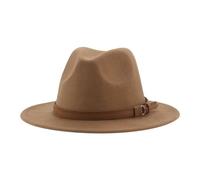 Chapeaux Fedora Trilby Chapeau Feutre Fedora Chapeaux pour Femmes Hommes À Large Bord Solide Femmes Chapeaux Bande Ceinture Classique Chapeaux Formels 60-62 Cm (XL) Kaki