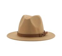 Chapeaux Fedora Trilby Chapeau Feutre Fedora Chapeaux pour Femmes Hommes À Large Bord Solide Femmes Chapeaux Bande Ceinture Classique Chapeaux Formels 52-54 Cm (Enfants) Camel