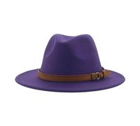 Chapeaux Fedora Trilby Chapeau Feutre Fedora Chapeaux pour Femmes Hommes À Large Bord Solide Femmes Chapeaux Bande Ceinture Classique Chapeaux Formels 60-62 Cm (XL) Violet