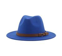 Chapeaux Fedora Trilby Chapeau Feutre Fedora Chapeaux pour Femmes Hommes À Large Bord Solide Femmes Chapeaux Bande Ceinture Classique Chapeaux Formels 60-62 Cm (XL) Bleu