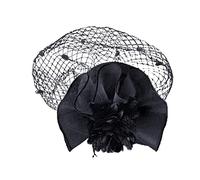 Chapeaux Femmes Fascinator Chapeau Fleur Pour Thé Cérémonie Cocktail Mariage Église (Black, One Size)