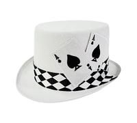 Chapeaux haut de gamme pour homme - Motif de cartes à jouer - Accessoire de costume de magicien | Chapeau haut de forme fantaisie en feutre | Pour artistes amateurs, enseignants, cosplayers, Halloween