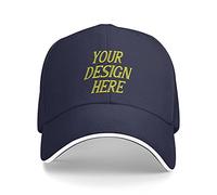 Chapeaux personnalisés Concevez votre propre Personnaliser Nom Texte Logo Image Photo Chapeaux pour Hommes Casquette de baseball, bleu marine, Taille unique