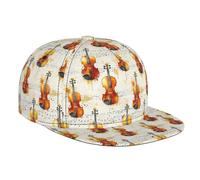 Chapeaux plats de camionneur pour femmes et hommes, casquette de baseball plate réglable avec imprimé violoncelle vintage réglable à pression, casquette papa pour homme, noir