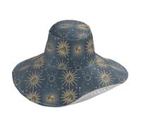 Chapeaux pliables Boho Moon bleu foncé pour femme, tendance pour le jardinage, chapeau décoratif à large bord pour dames, pliable Gorras para el sol de Mujer