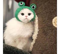 Chapeaux Pour Animaux De Compagnie Chapeaux Tricotés À La Main Chapeau De Chat Grenouille Pour Chien Casquette De Bandeau Pour Chien Accessoires Pour Petits Chiens Verts Mignons