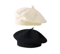 Chapeaux Pour Enfants 2 Pièces, Forme De Dôme Classique, Élastique Et Doux, Adapté À Un Usage Quotidien Pour Les Enfants (Noir, Blanc Laiteux).