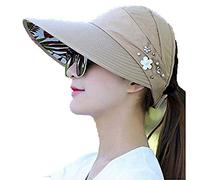 Chapeaux pour femme avec visière pare-soleil, bandeau 2 en 1, double usage, été, plage, kaki foncé, Taille Unique