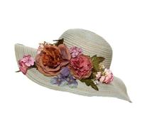 Chapeaux pour femmes, chapeaux de mode avec perruq Handmade Crochet Flower Straw Hat for Women Wide Brim Sun Hat Beach Hat(Light green)