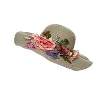 Chapeaux pour femmes, chapeaux de mode avec perruq Handmade Crochet Flower Straw Hat for Women Wide Brim Sun Hat Beach Hat(Grass green)