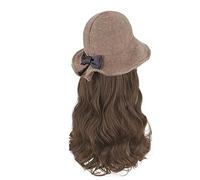 Chapeaux pour femmes, chapeaux de mode avec perruq Women’s Winter Beach Hat with Curly Wavy Hairpiece | Fisherman Wig Cap for Outdoor Fashion & Sunshade(Grey)