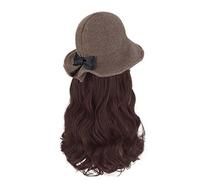 Chapeaux pour femmes, chapeaux de mode avec perruq Women’s Winter Beach Hat with Curly Wavy Hairpiece | Fisherman Wig Cap for Outdoor Fashion & Sunshade(Dark brown)