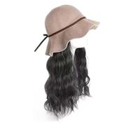 Chapeaux pour femmes, chapeaux de mode avec perruq Women's Beach Hat with Curly Wavy Hairpiece - Stylish Sunshade Fisherman Wig Cap for Outdoor Fashion(Black)