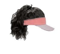 Chapeaux pour femmes, chapeaux de mode avec perruq Women's Curly Wig Baseball Cap - Wool Duckbill Cap with Half Tied Ponytail and Corn Whisker Curly Hair(Orange Hat - Brown Black)