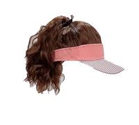 Chapeaux pour femmes, chapeaux de mode avec perruq Women's Curly Wig Baseball Cap - Wool Duckbill Cap with Half Tied Ponytail and Corn Whisker Curly Hair(Orange Hat - Dark Brown)