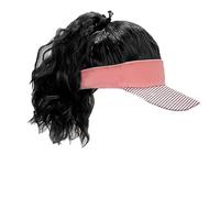 Chapeaux pour femmes, chapeaux de mode avec perruq Women's Curly Wig Baseball Cap - Wool Duckbill Cap with Half Tied Ponytail and Corn Whisker Curly Hair(Orange Hat - Black)
