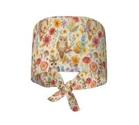 Chapeaux Travail Hibou De Dessin Animé, Champignon Et Fleurs Calot De Travail Elastic Réglable Calot pour Homme Femme Yoga