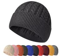 Chapeaux Tricotés Chauds d'hiver Homme Femme Beanie Hat Swag Miki Hat Laine Mérinos Beanie Hat Bonnet de Pêcheur Unisex Bonnet de Trawler Watch Cap,Gris foncé