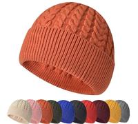 Chapeaux Tricotés Chauds d'hiver Homme Femme Beanie Hat Swag Miki Hat Laine Mérinos Beanie Hat Bonnet de Pêcheur Unisex Bonnet de Trawler Watch Cap,Orange