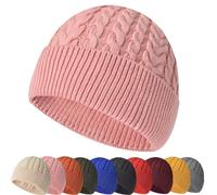 Chapeaux Tricotés Chauds d'hiver Homme Femme Beanie Hat Swag Miki Hat Laine Mérinos Beanie Hat Bonnet de Pêcheur Unisex Bonnet de Trawler Watch Cap,Rose