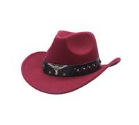 Chapeaux Western Femme,Chapeau Cowboy Classique Chapeaux Western Homme Femme Coup de Vieux Cowgirl Country Hat à Large Bord en Feutre avec Bandeau Taureau