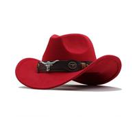 Chapeaux Western Femme,Chapeau Cowboy Classique Chapeaux Western Homme Femme Coup de Vieux Cowgirl Country Hat à Large Bord en Feutre avec Bandeau Taureau