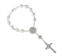 Chapelet auto Perles Catholique Benoît Crucifix Divine Miséricorde Femmes Hommes Hommes Perles Bracelets Bijoux Vert, standard, Métal Précieux