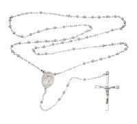 Chapelet aux Perles Lourdes en Argent Massif avec Raccord Médaille Miraculeuse - 61g