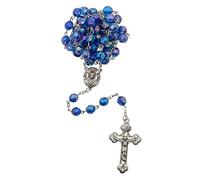 Chapelet avec pierre de naissance | Perles irisées multi-facettes avec médaille centrale argentée et crucifix | Excellent cadeau catholique pour première communion et confirmation, Plastique, Pas de gemme