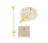 Chapelet catholique Acrylique 1 pièce - Collier de prière 80 cm avec Perles 6 mm et Croix - Accessoire Religieux pour baptême, première Communion, méditation, Sac Cadeau Inclus