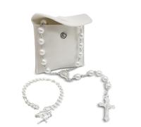 Chapelet catholique, chapelet rétro, avec pochette cadeau en velours, chapelet pour communion, fille, perles artificielles catholiques, croix rétro, avec pochette cadeau en velours, baptême,