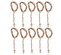 Chapelet Catholique en Bois Naturel, Collier de Prière Unisexe avec Croix et Perles, Empreinte de Jésus, Brun Clair, 10 Pièces