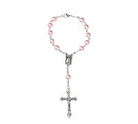Chapelet catholique en perles, chapelet catholique auto avec pendentif crucifix en métal, pendentif en forme de croix de Vierge Marie, chapelet de voiture à suspendre, accessoires de rétroviseur