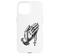 Chapelet catholique mains prières religieuses chrétiennes Coque pour iPhone 15
