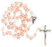 Chapelet Catholique VILLAGE Gift IMPORTER avec perles de verre en cristal, fabriqué en Italie (rose)
