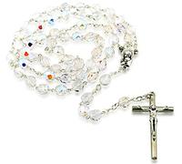 Chapelet Catholique VILLAGE Gift IMPORTS avec perles de verre en cristal, fabriqué en Italie (transparent)
