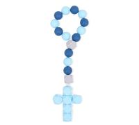 Chapelet de baptême en silicone « God Bless Kids First Rosary » avec une croix - Décoration de fête de communion chrétienne - Chapelet en silicone - Chapelet de dix ans - Chapelet en silicone bleu